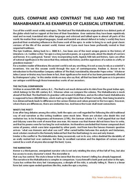 iliad and mahabharata|THE MAHĀBHĀRATA: AN EPIC COMPARISON .